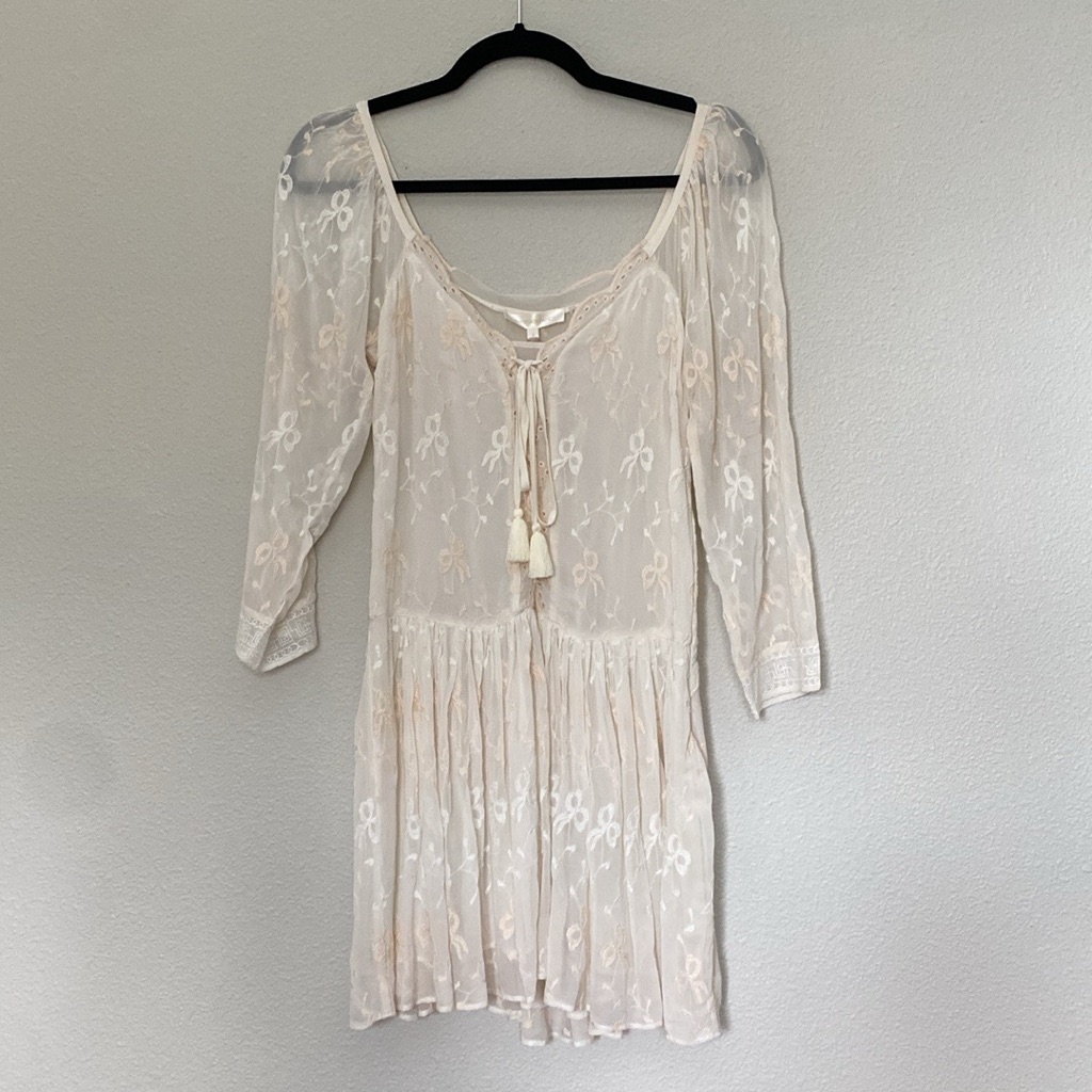 Loveshackfancy Deeba Mini Dress Cream
